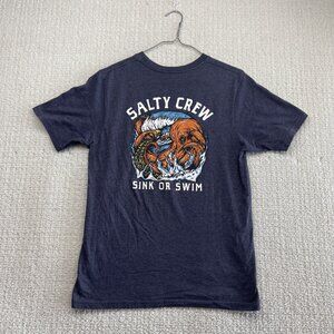 Salty Crew T-Shirt Youth XL (≈Men S)Kraken Wave Graphic Fishing Outdoor